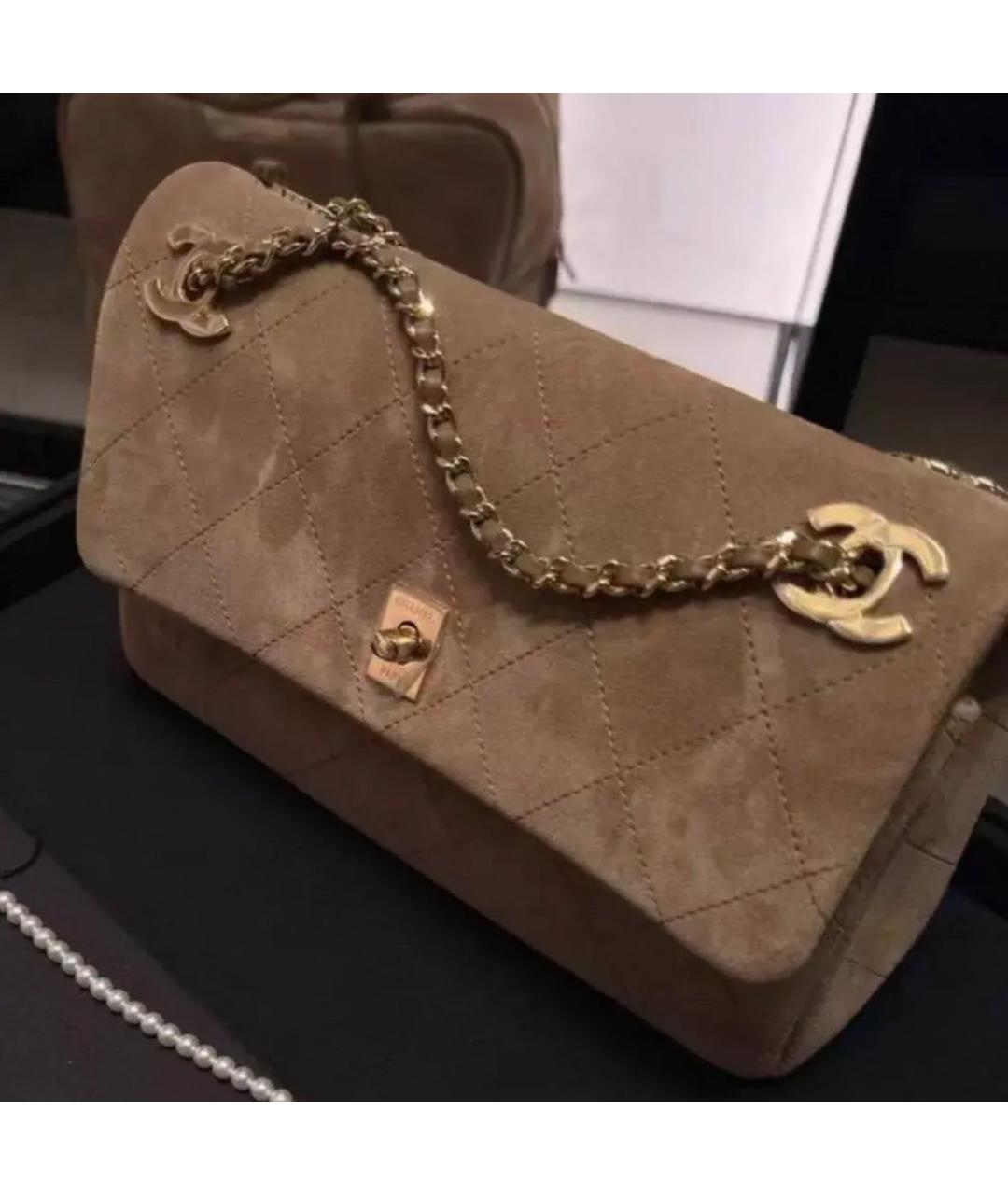 CHANEL Бежевая замшевая сумка через плечо, фото 4