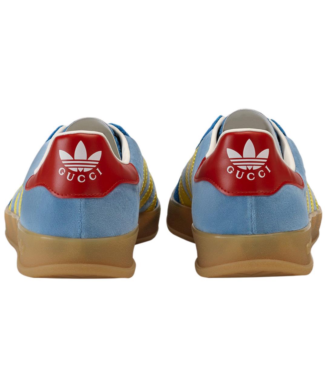 GUCCI Голубые замшевые низкие кроссовки / кеды, фото 4