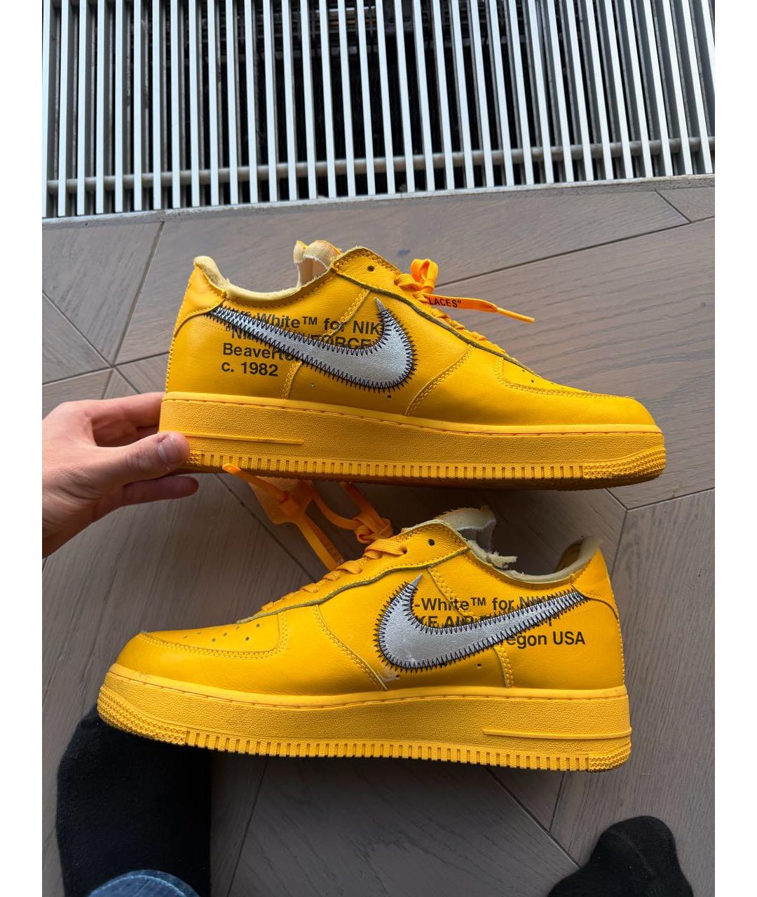 NIKE X OFF-WHITE Оранжевые кожаные низкие кроссовки / кеды, фото 4