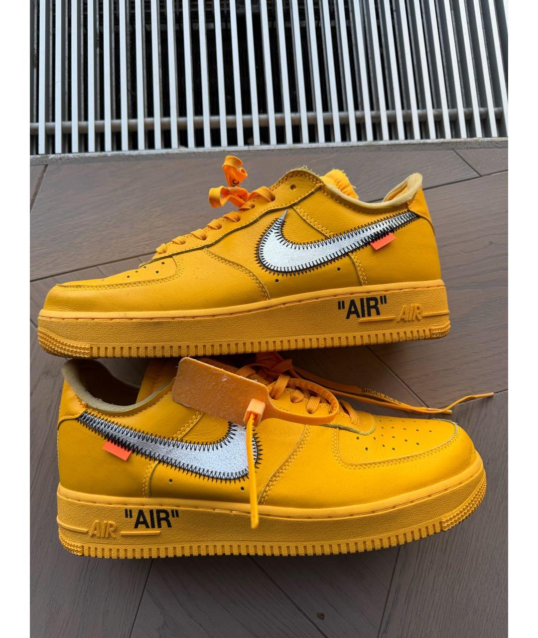 NIKE X OFF-WHITE Оранжевые кожаные низкие кроссовки / кеды, фото 5