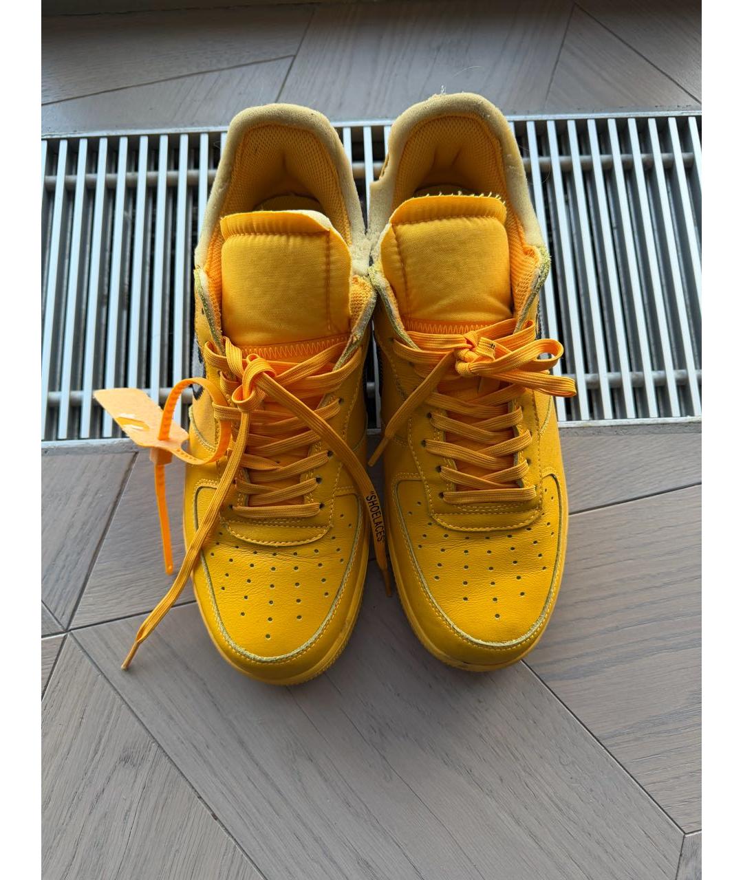 NIKE X OFF-WHITE Оранжевые кожаные низкие кроссовки / кеды, фото 2