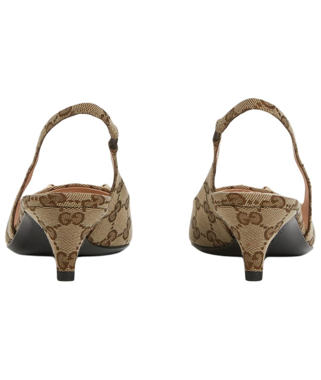 GUCCI Коричневые текстильные туфли, фото 5