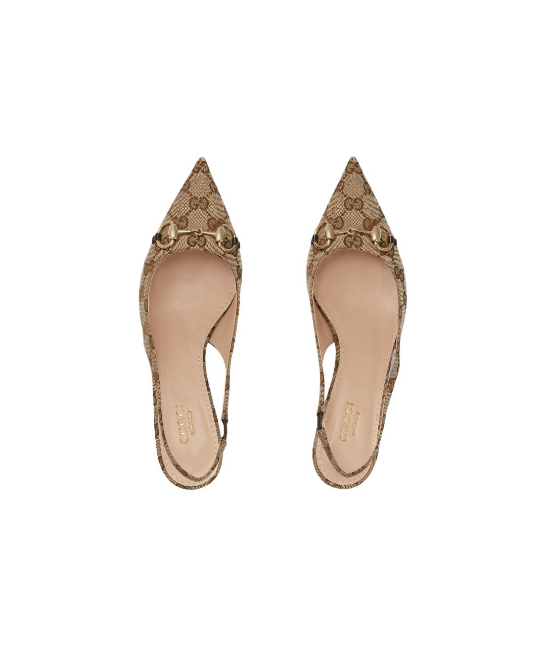 GUCCI Коричневые текстильные туфли, фото 4