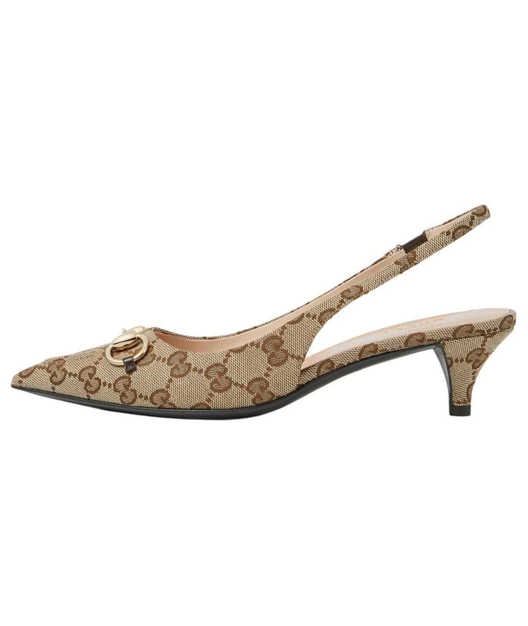 GUCCI Коричневые текстильные туфли, фото 2