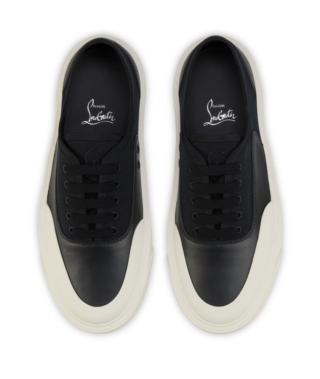 CHRISTIAN LOUBOUTIN Черные текстильные низкие кроссовки / кеды, фото 5