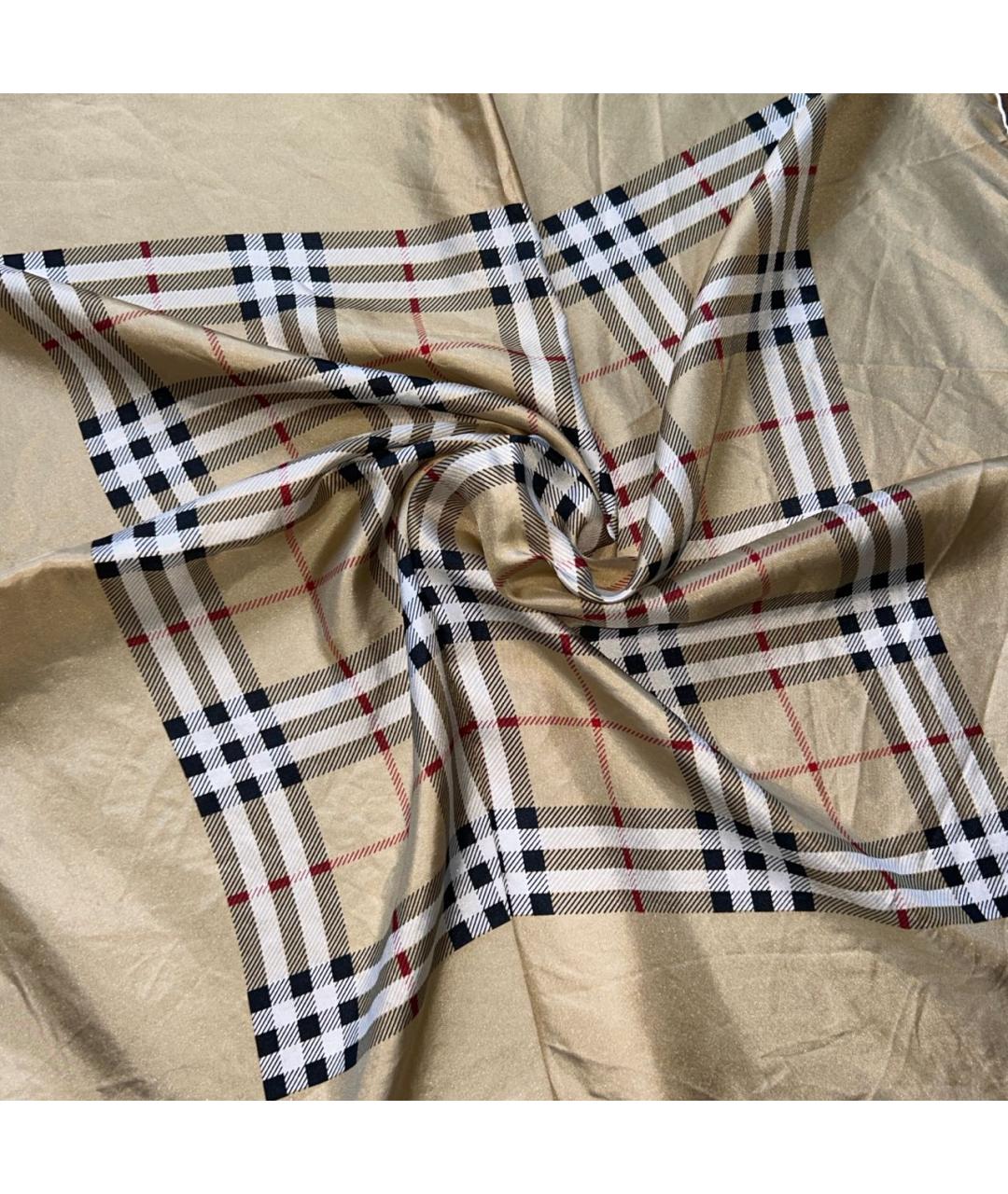 BURBERRY Бежевый шелковый платок, фото 5
