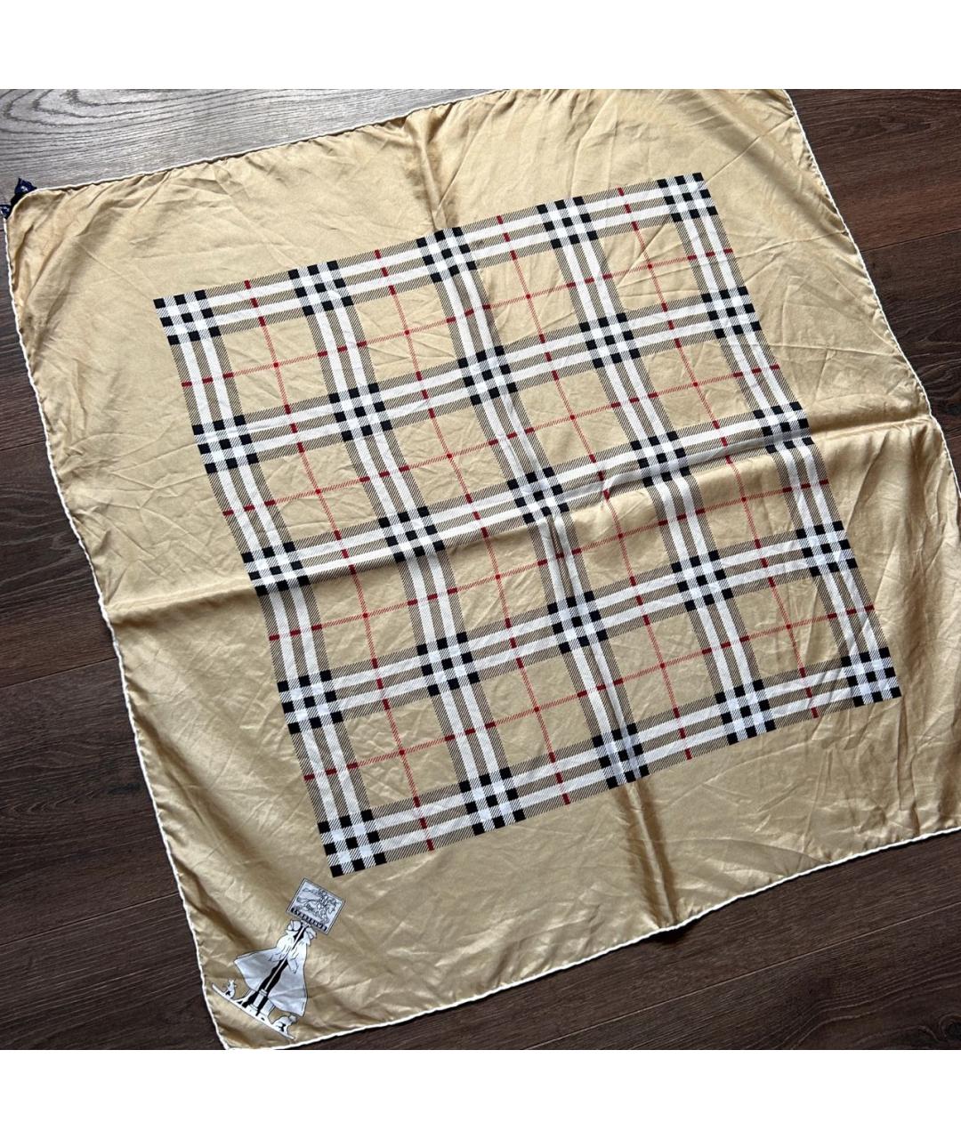 BURBERRY Бежевый шелковый платок, фото 6