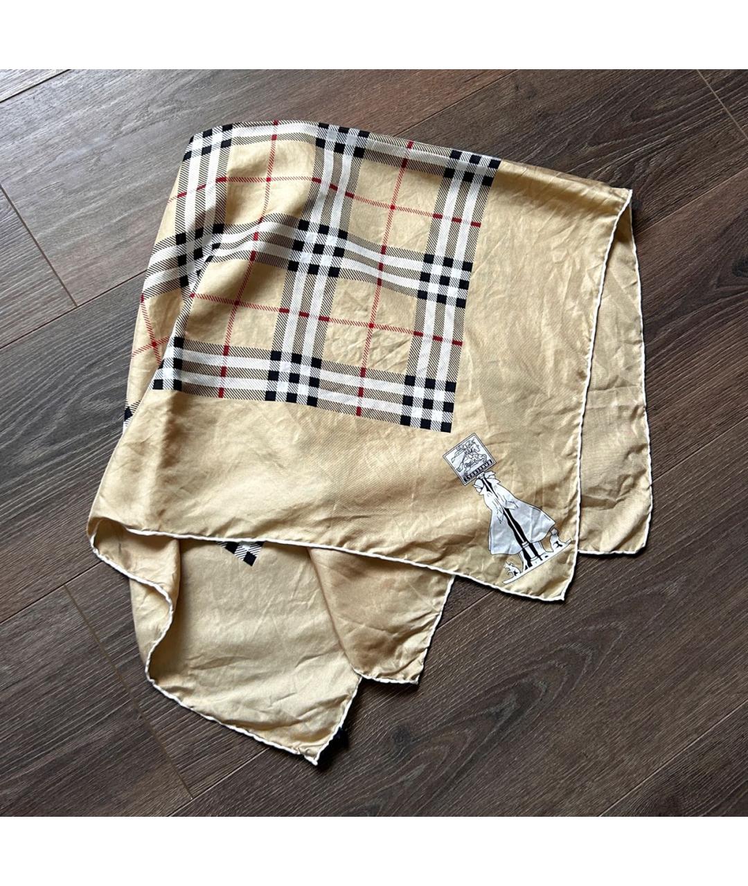 BURBERRY Бежевый шелковый платок, фото 4