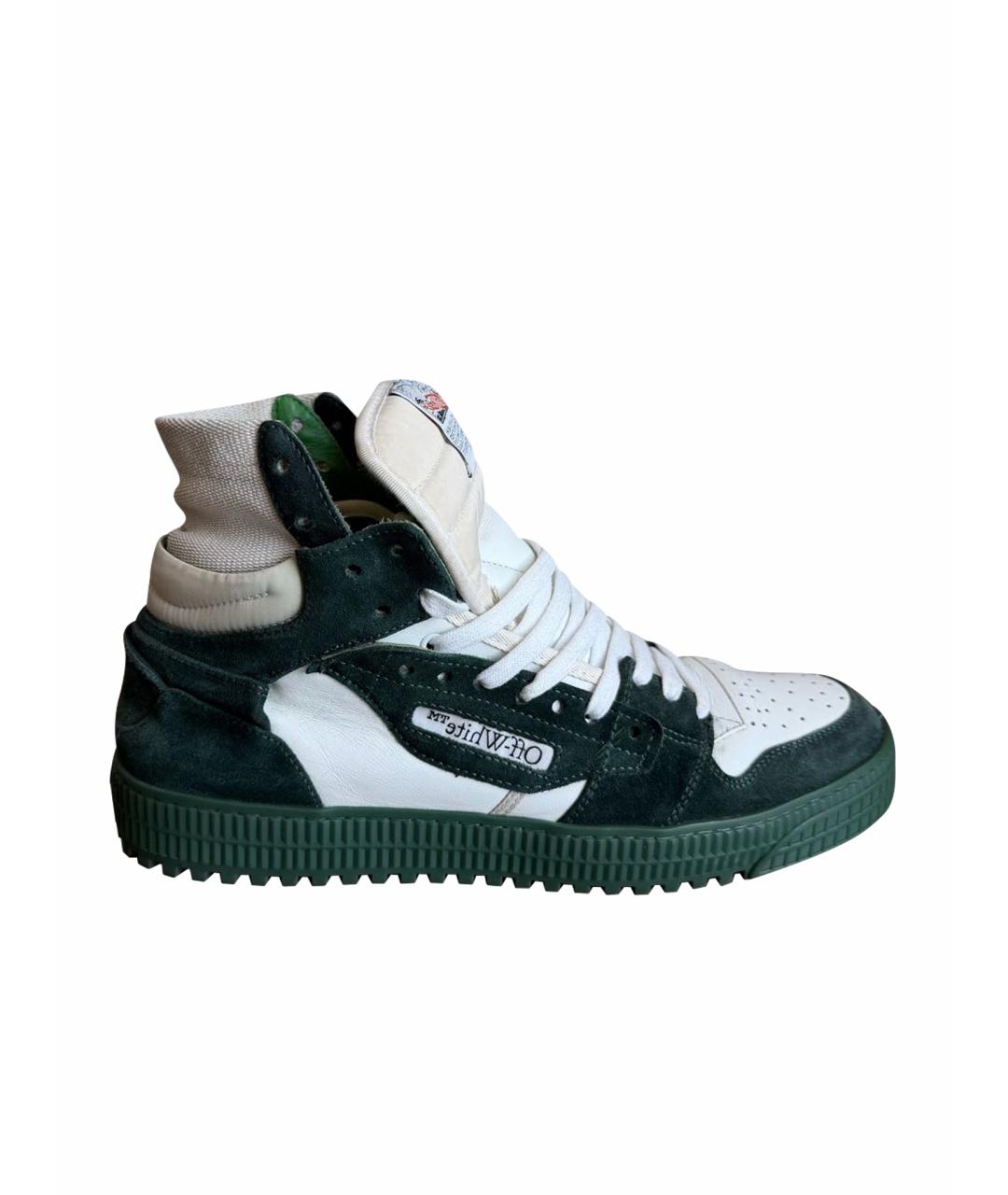 OFF-WHITE Зеленые замшевые высокие кроссовки / кеды, фото 5