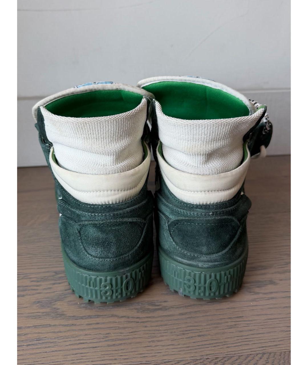 OFF-WHITE Зеленые замшевые высокие кроссовки / кеды, фото 3