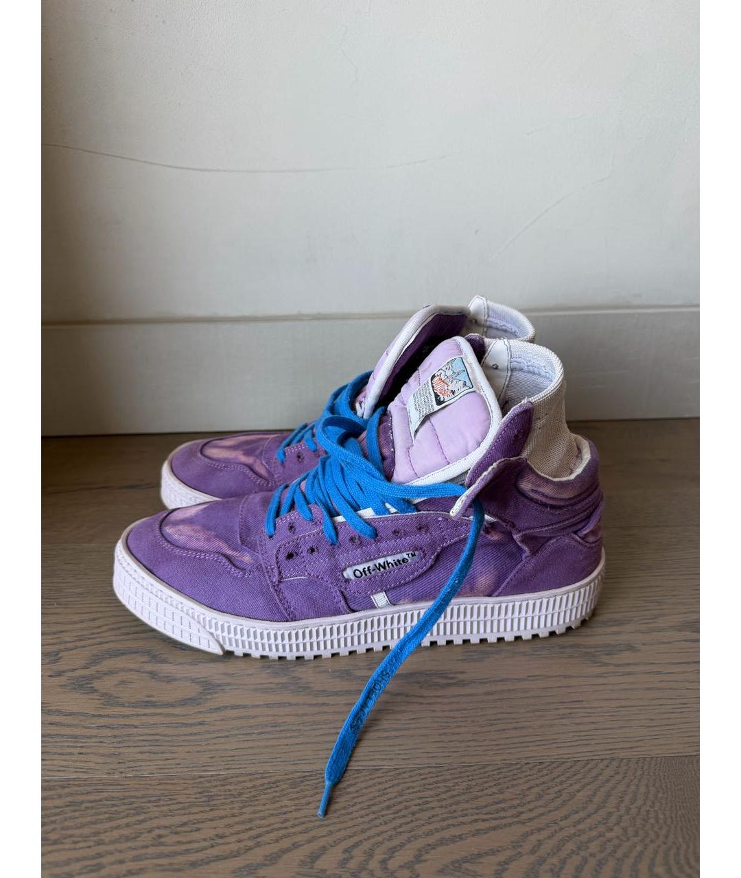 OFF-WHITE Фиолетовые текстильные высокие кроссовки / кеды, фото 6