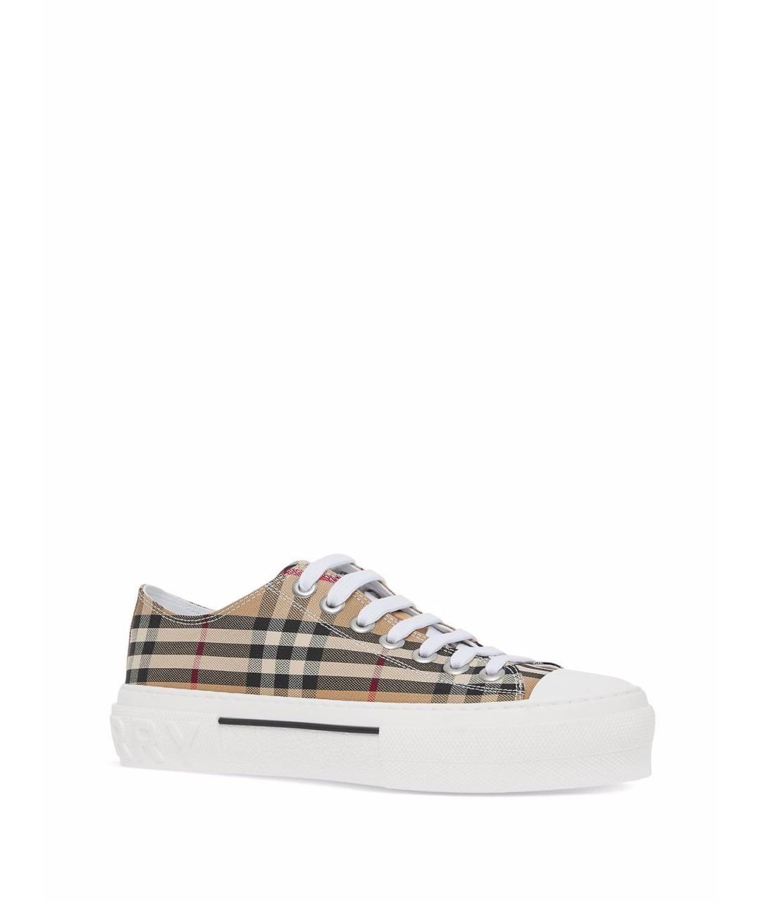 BURBERRY Бежевые текстильные кеды, фото 3
