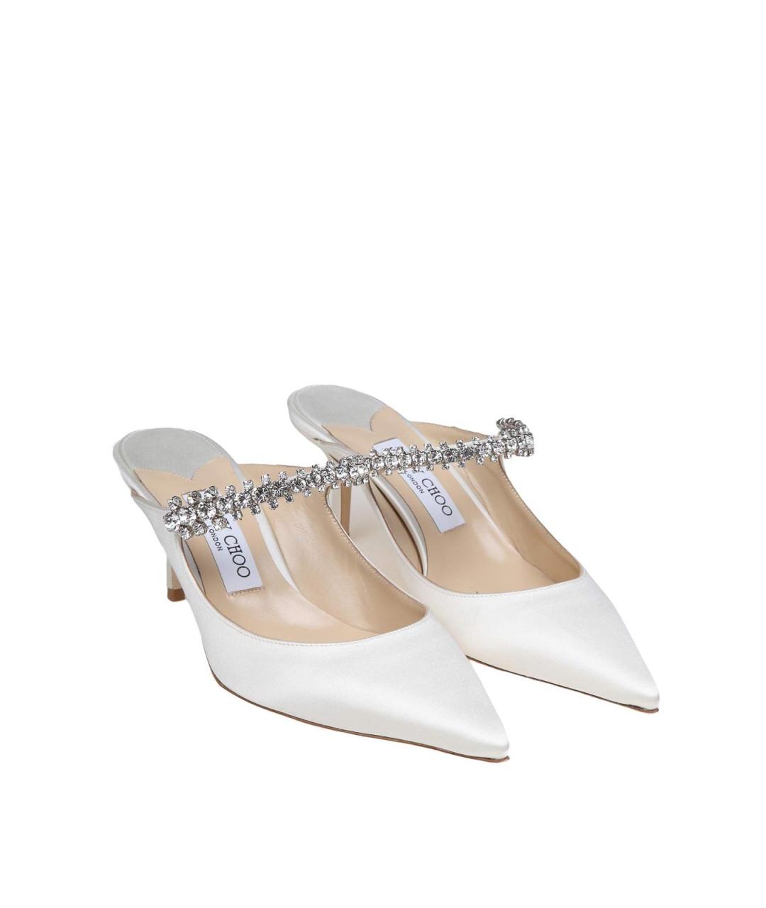 JIMMY CHOO Белые кожаные мюли, фото 2