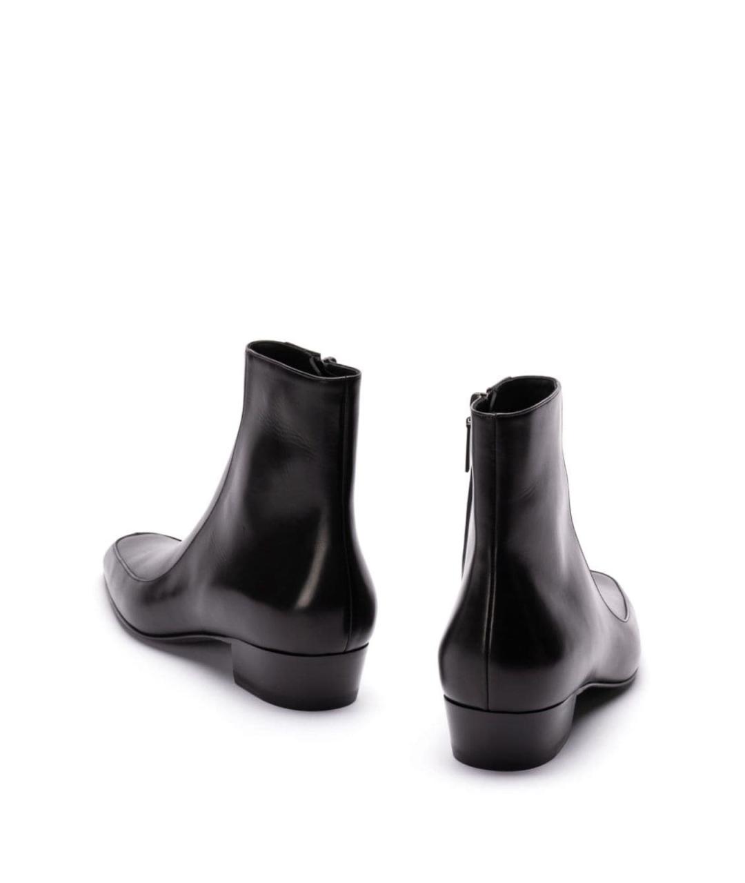 SAINT LAURENT Черные кожаные высокие ботинки, фото 3