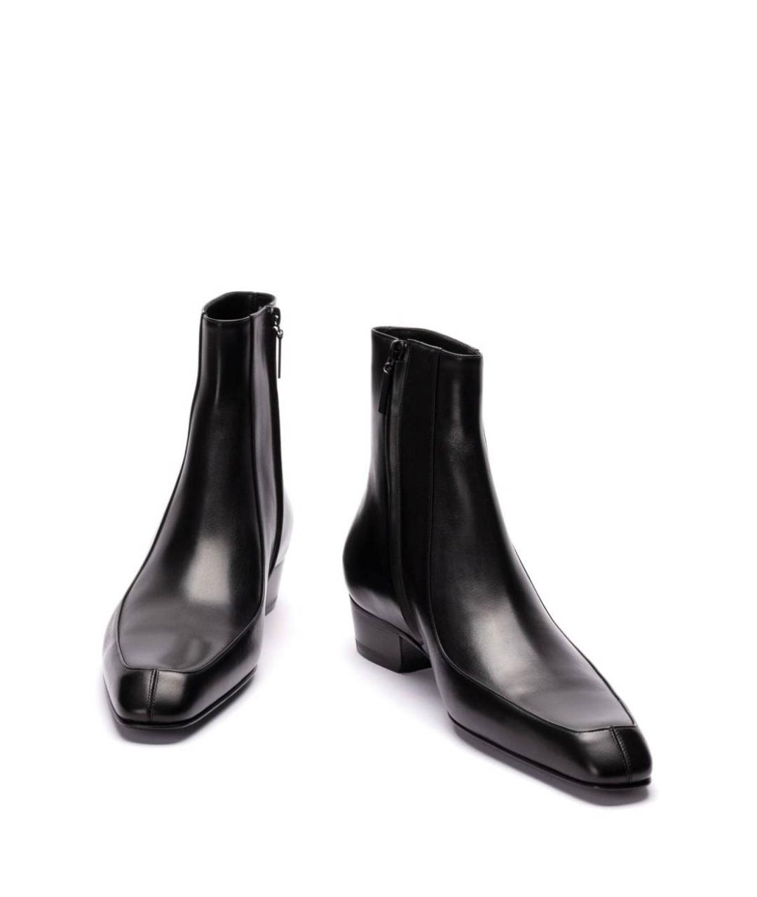 SAINT LAURENT Черные кожаные высокие ботинки, фото 2