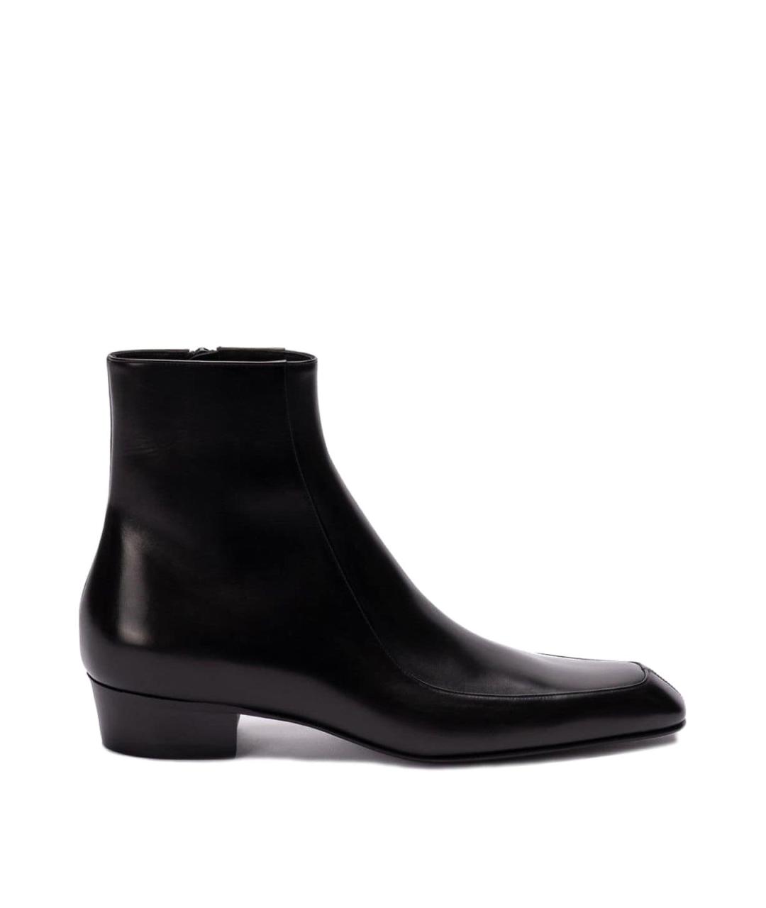 SAINT LAURENT Черные кожаные высокие ботинки, фото 1