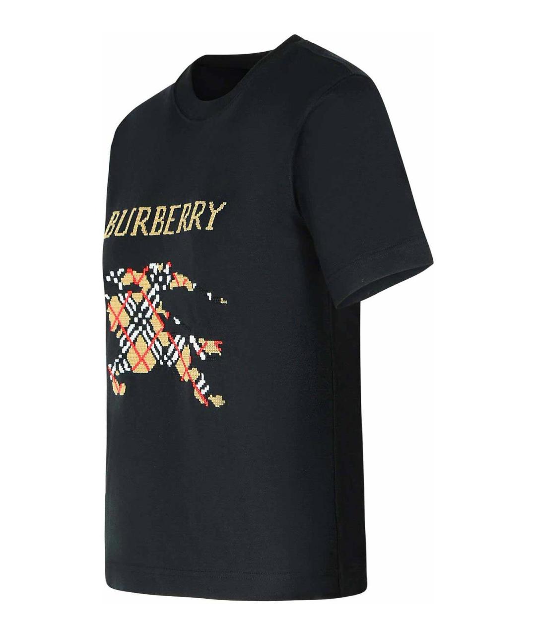BURBERRY Черная хлопковая футболка, фото 3