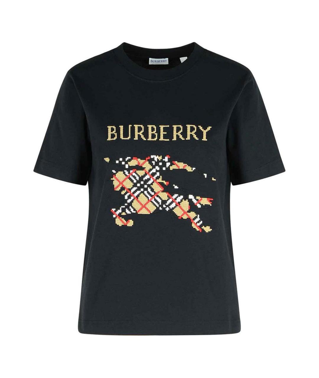 BURBERRY Черная хлопковая футболка, фото 1