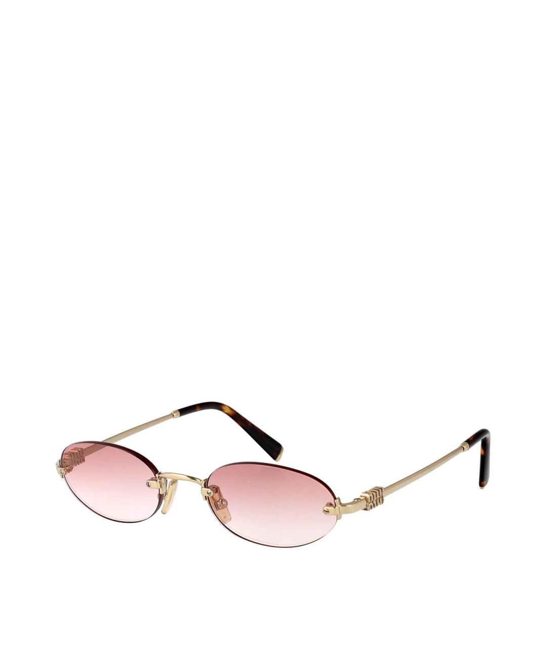 MIU MIU Золотые металлические солнцезащитные очки, фото 2