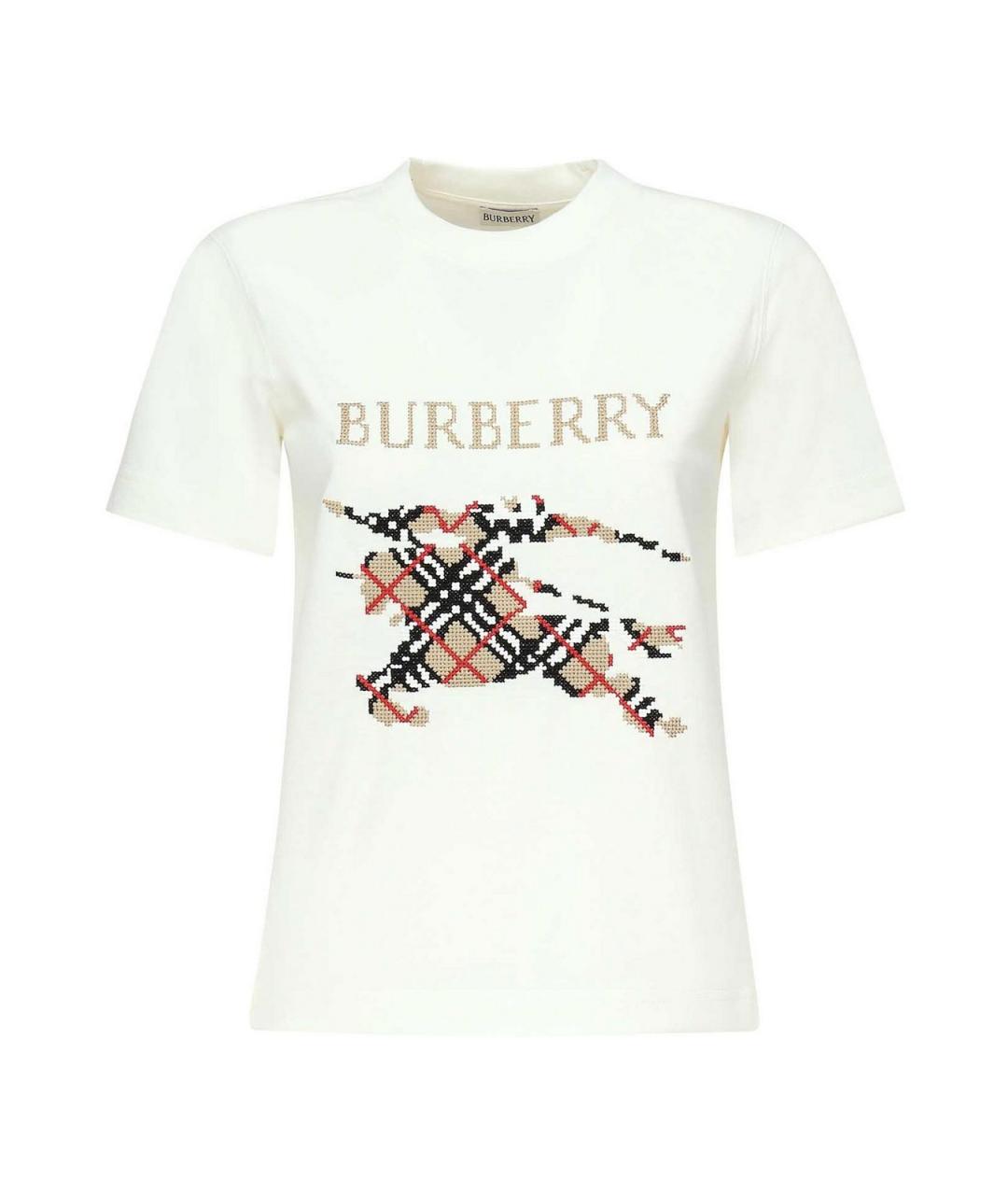 BURBERRY Белая хлопковая футболка, фото 1
