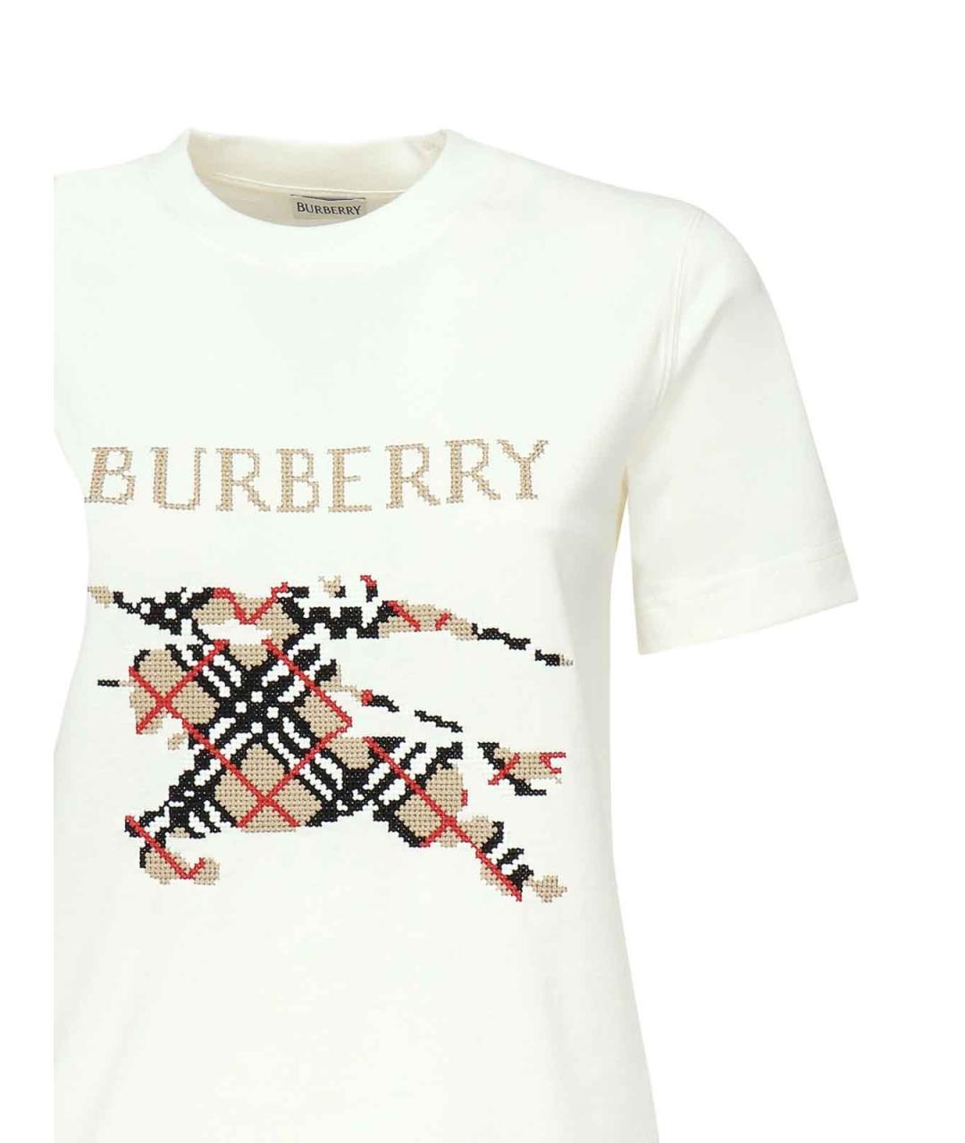 BURBERRY Белая хлопковая футболка, фото 2
