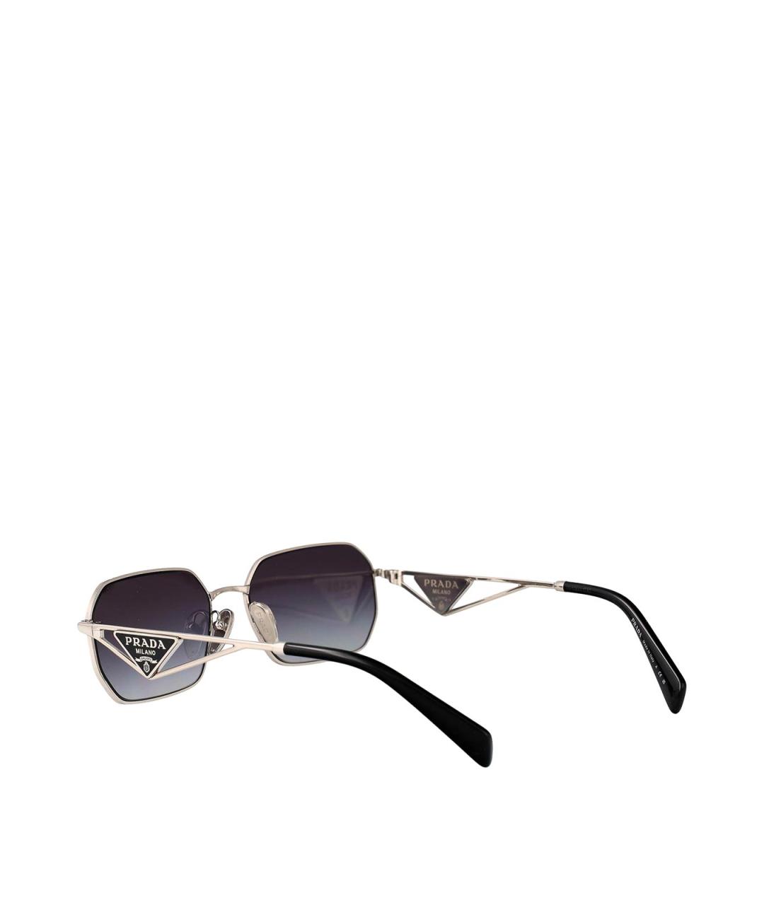 PRADA Серебряные металлические солнцезащитные очки, фото 4