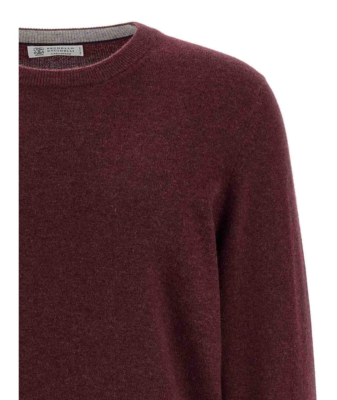 BRUNELLO CUCINELLI Бордовый кашемировый джемпер / свитер, фото 3