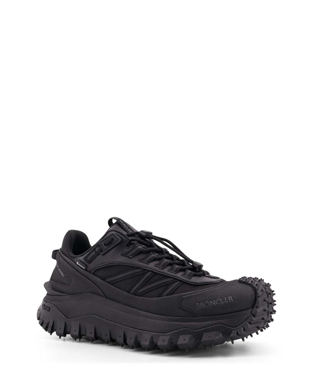MONCLER Черные текстильные низкие кроссовки / кеды, фото 1