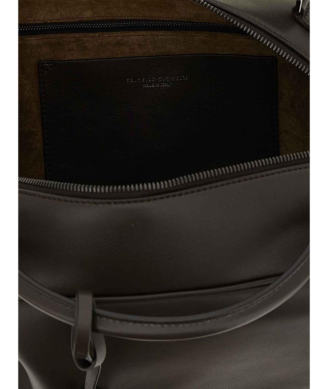BRUNELLO CUCINELLI Коричневая кожаная сумка тоут, фото 4
