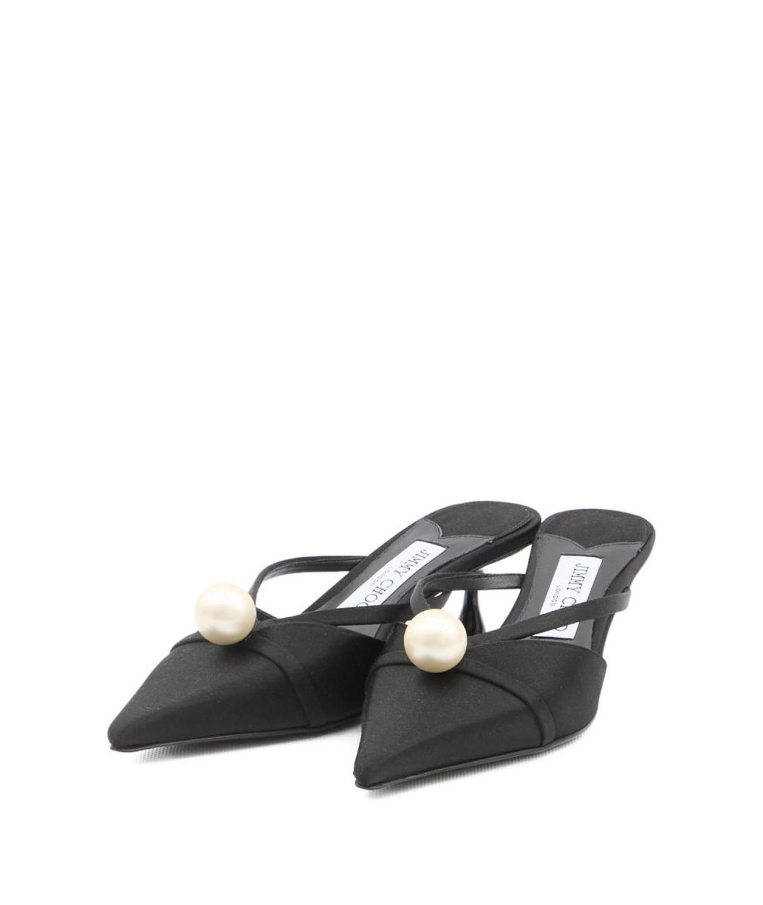 JIMMY CHOO Черные текстильные мюли, фото 4