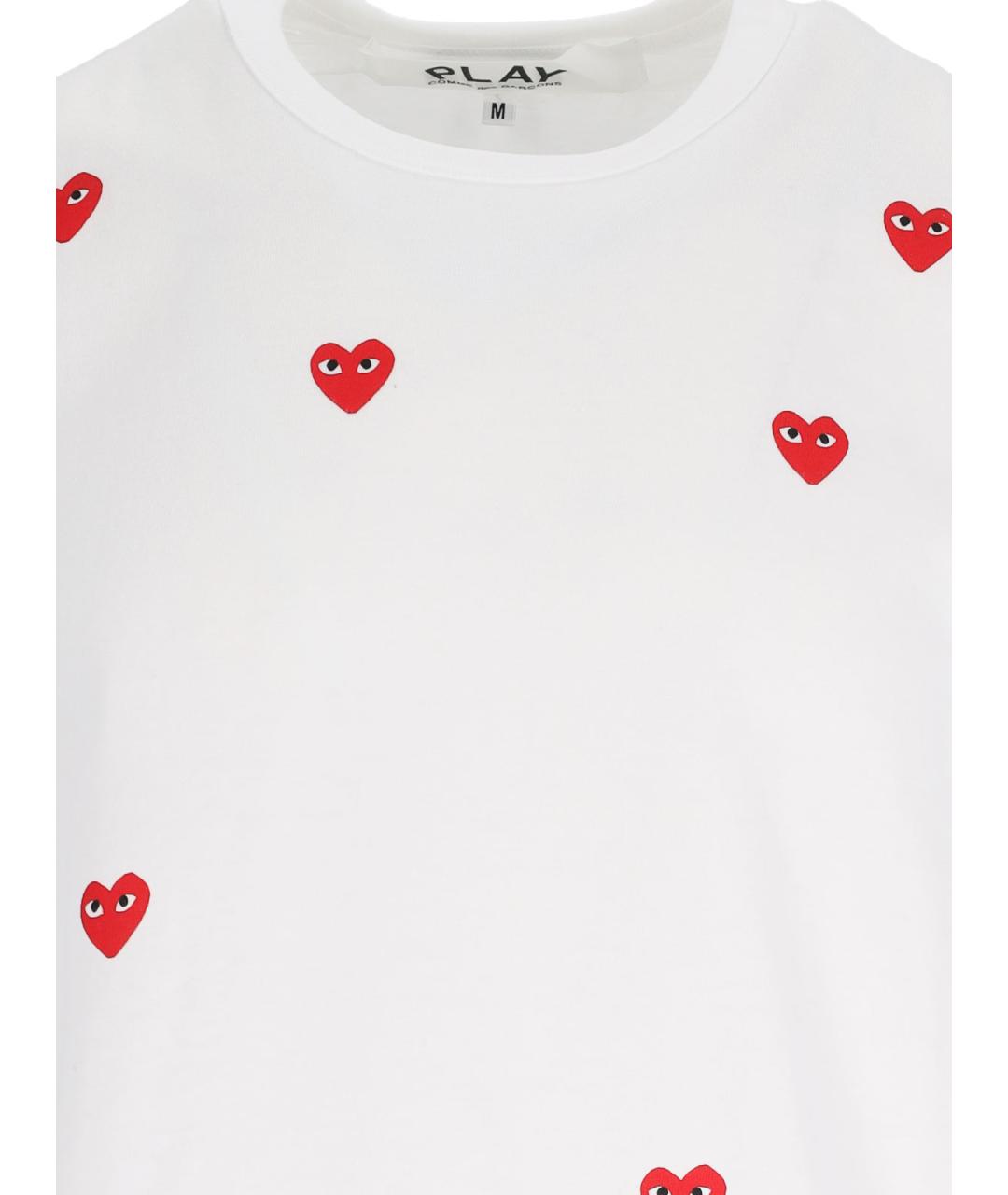 COMME DES GARÇONS PLAY Белая хлопковая футболка, фото 3