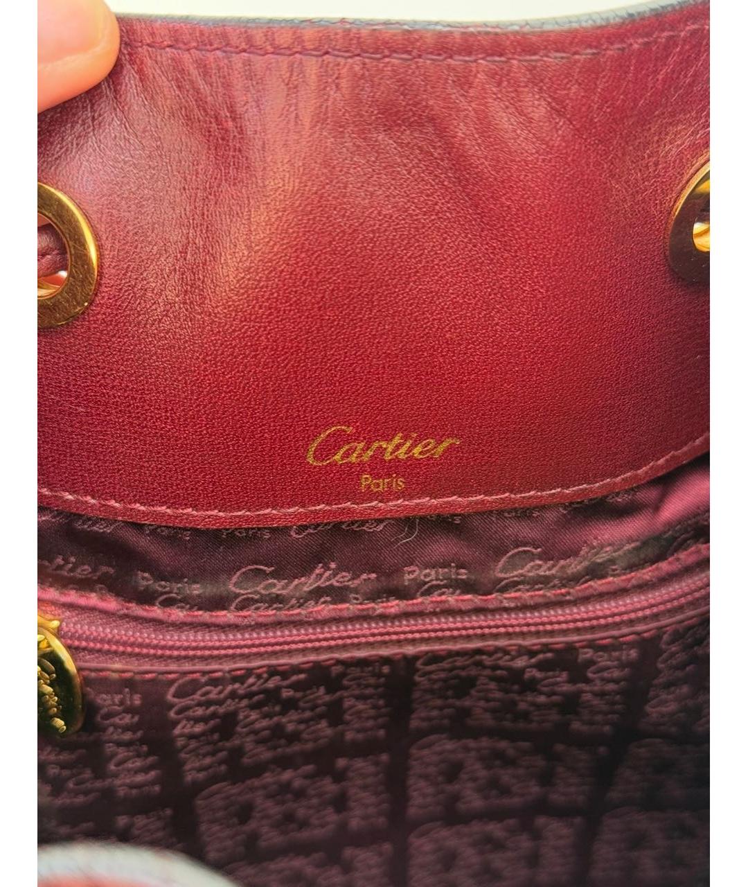 CARTIER Бордовая кожаная сумка через плечо, фото 6