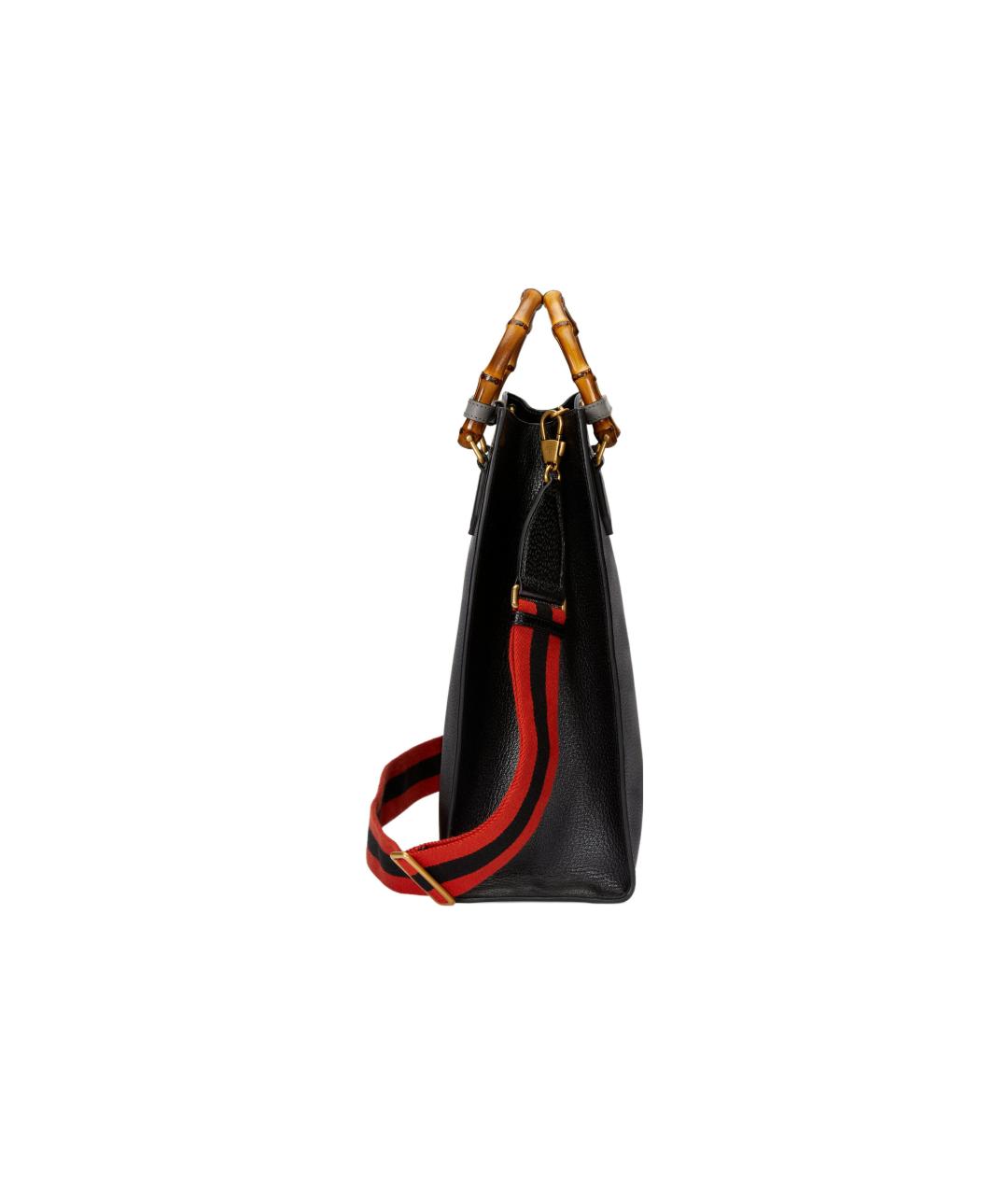 GUCCI Черная кожаная сумка тоут, фото 5