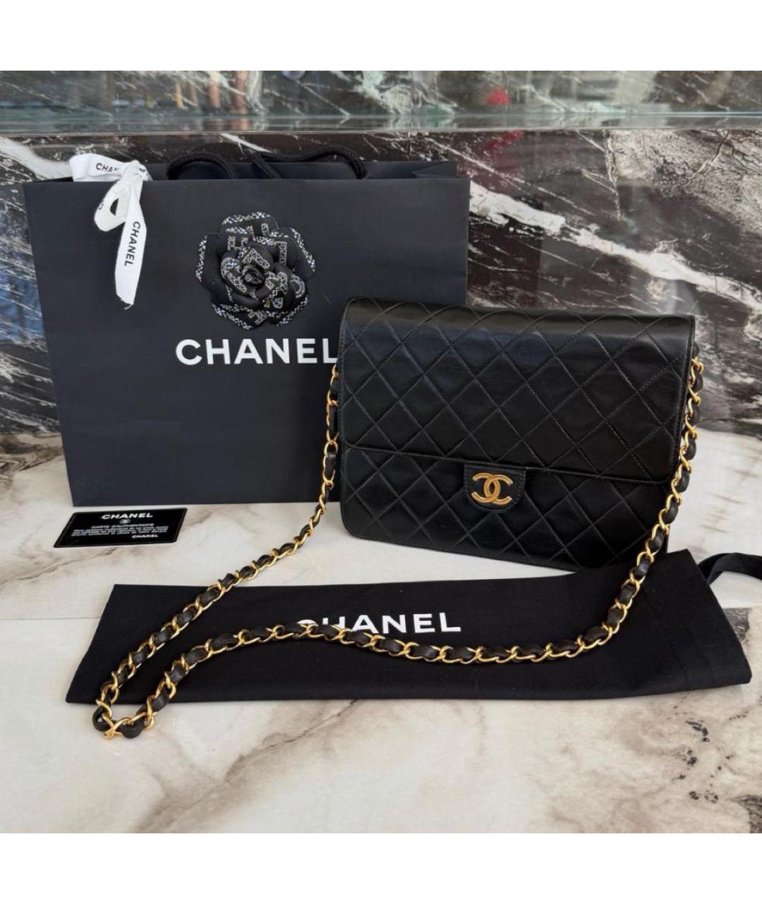 CHANEL Черная кожаная сумка через плечо, фото 2