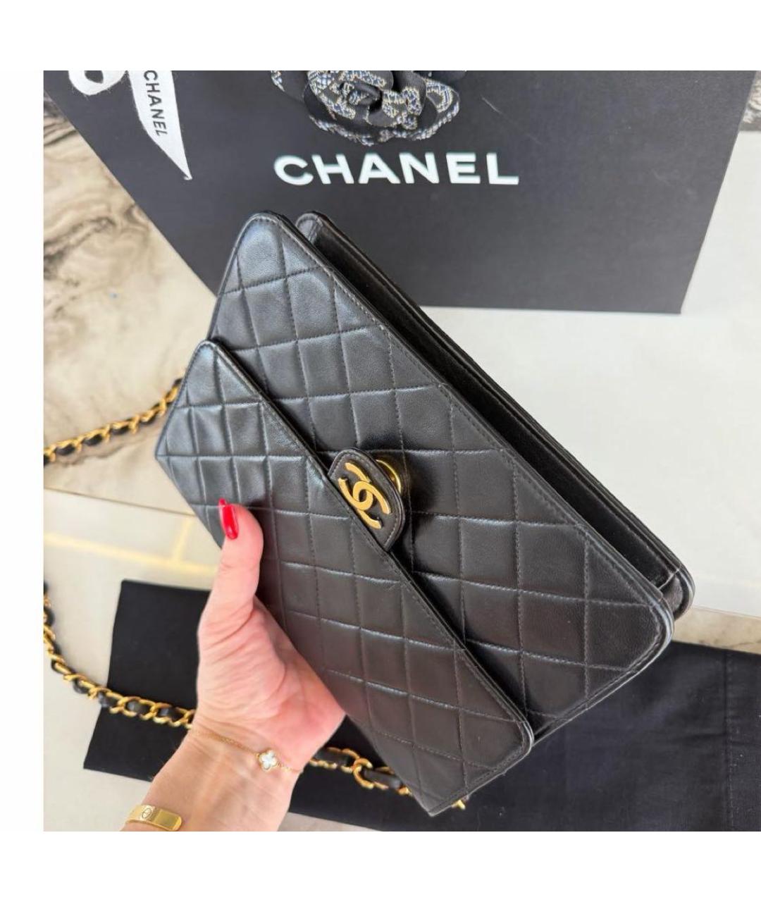 CHANEL Черная кожаная сумка через плечо, фото 6