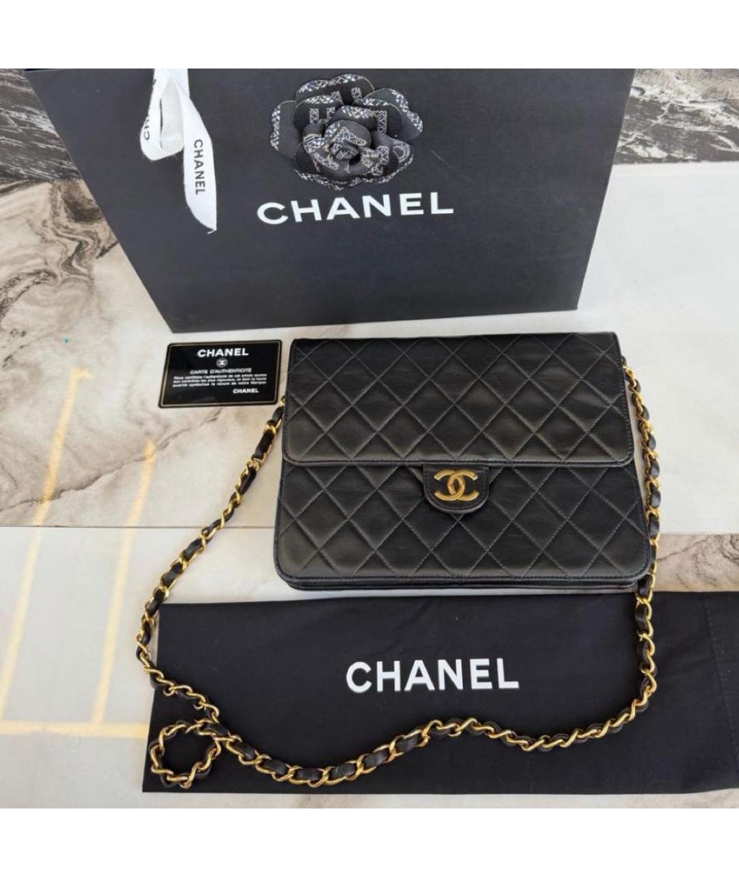 CHANEL Черная кожаная сумка через плечо, фото 4