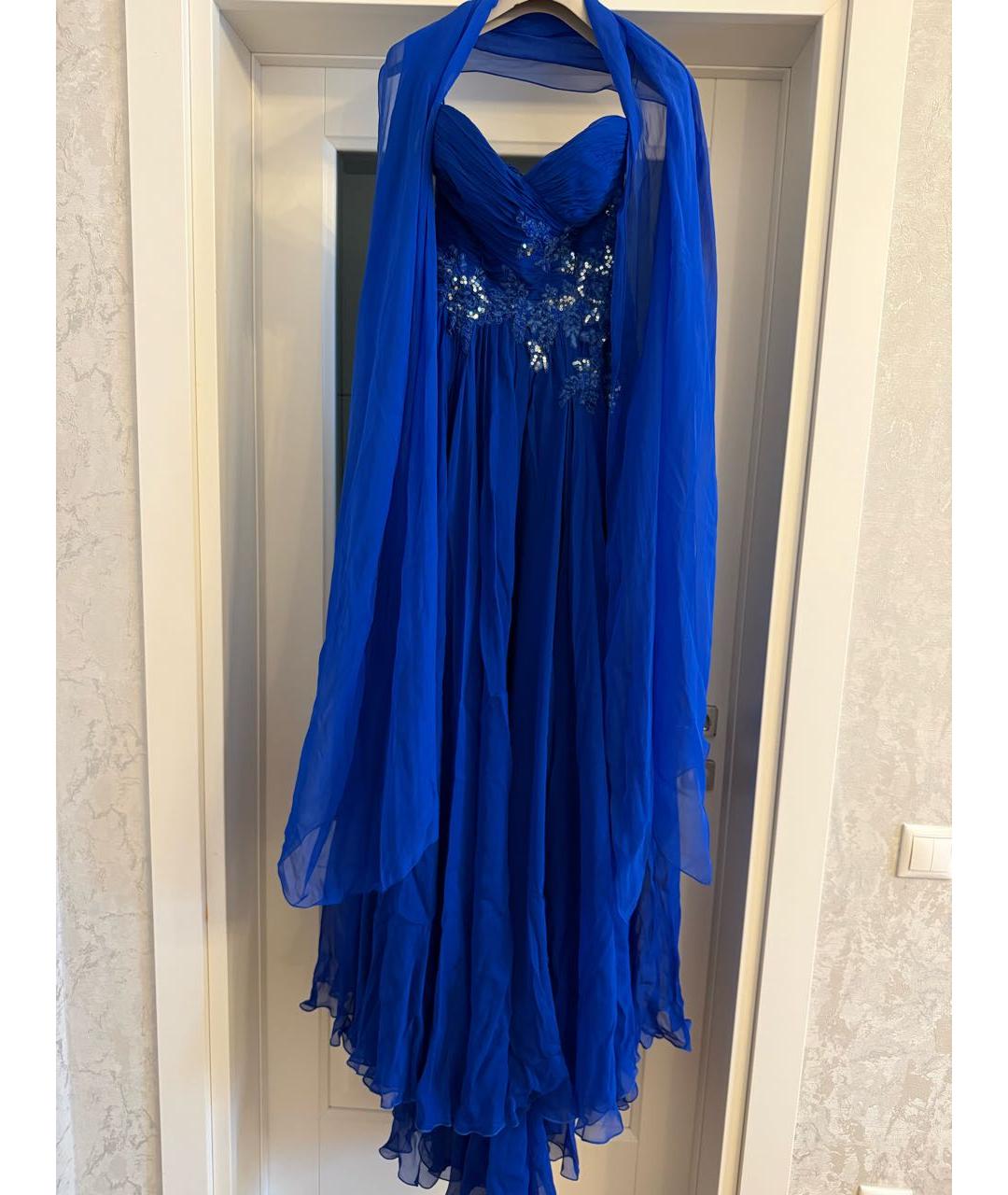 ZUHAIR MURAD Синее шелковое коктейльное платье, фото 5
