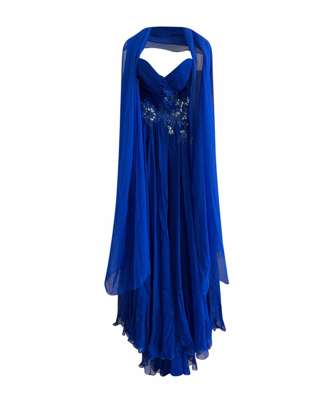 ZUHAIR MURAD Синее шелковое коктейльное платье, фото 1