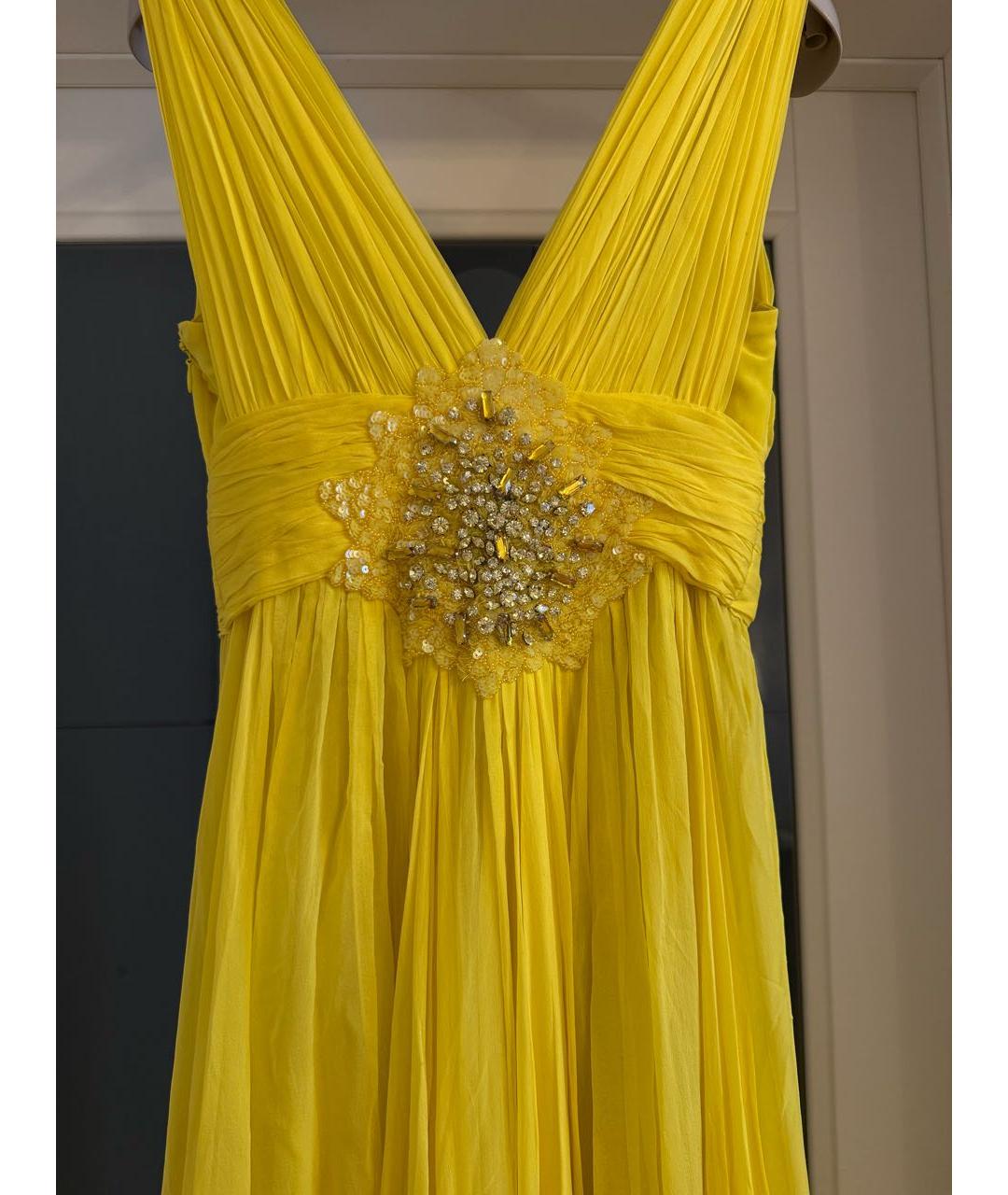 ZUHAIR MURAD Желтое шелковое коктейльное платье, фото 3