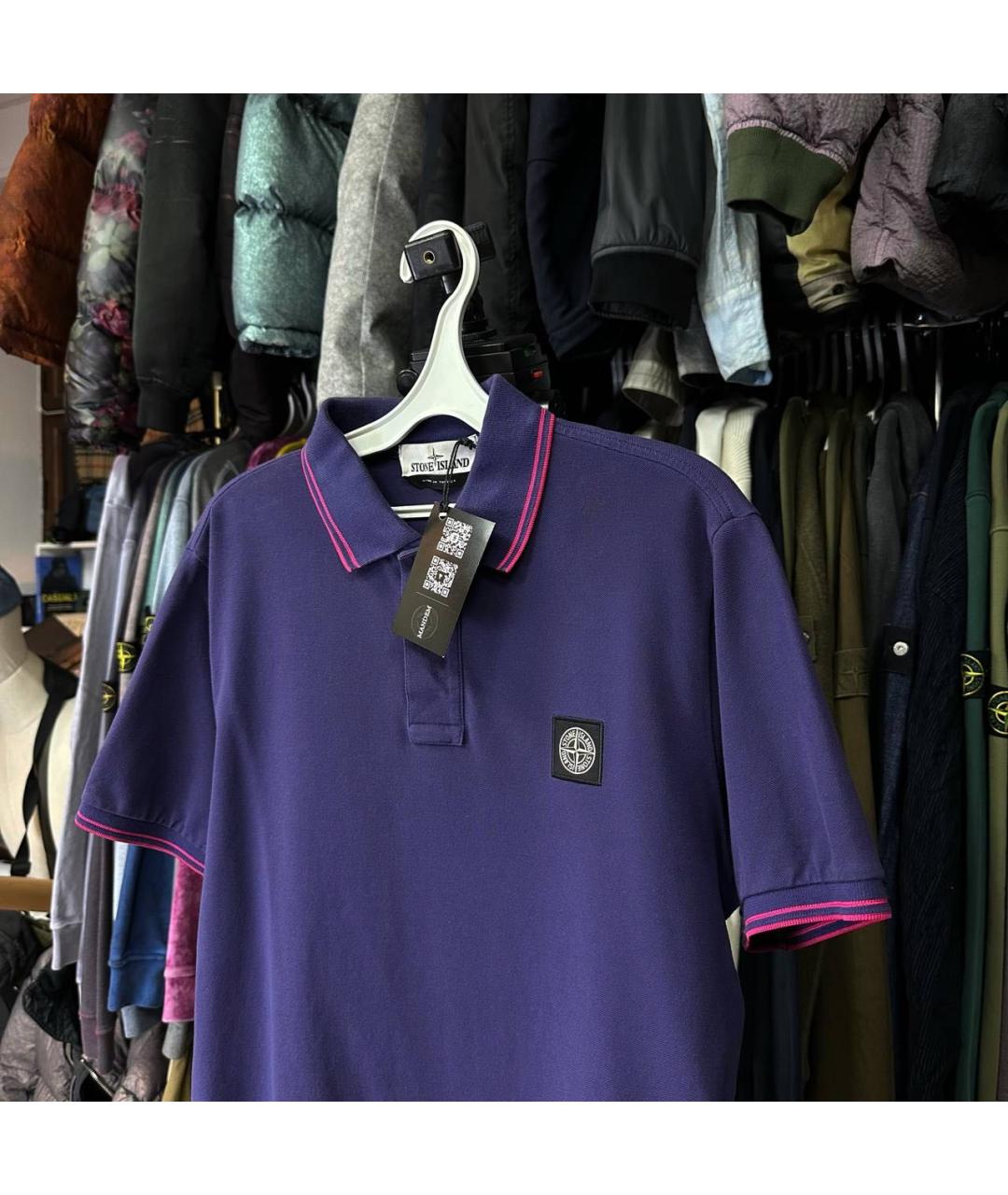 STONE ISLAND Фиолетовое хлопковое поло с коротким рукавом, фото 2