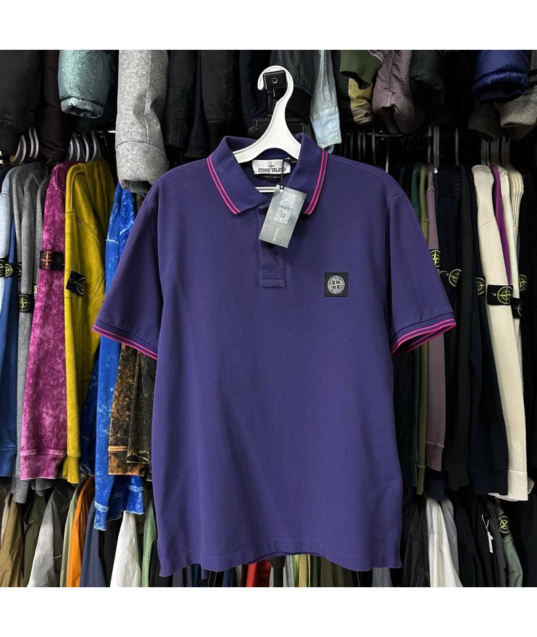 STONE ISLAND Фиолетовое хлопковое поло с коротким рукавом, фото 6