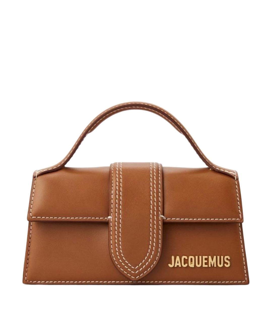 JACQUEMUS Коричневая кожаная сумка с короткими ручками, фото 1
