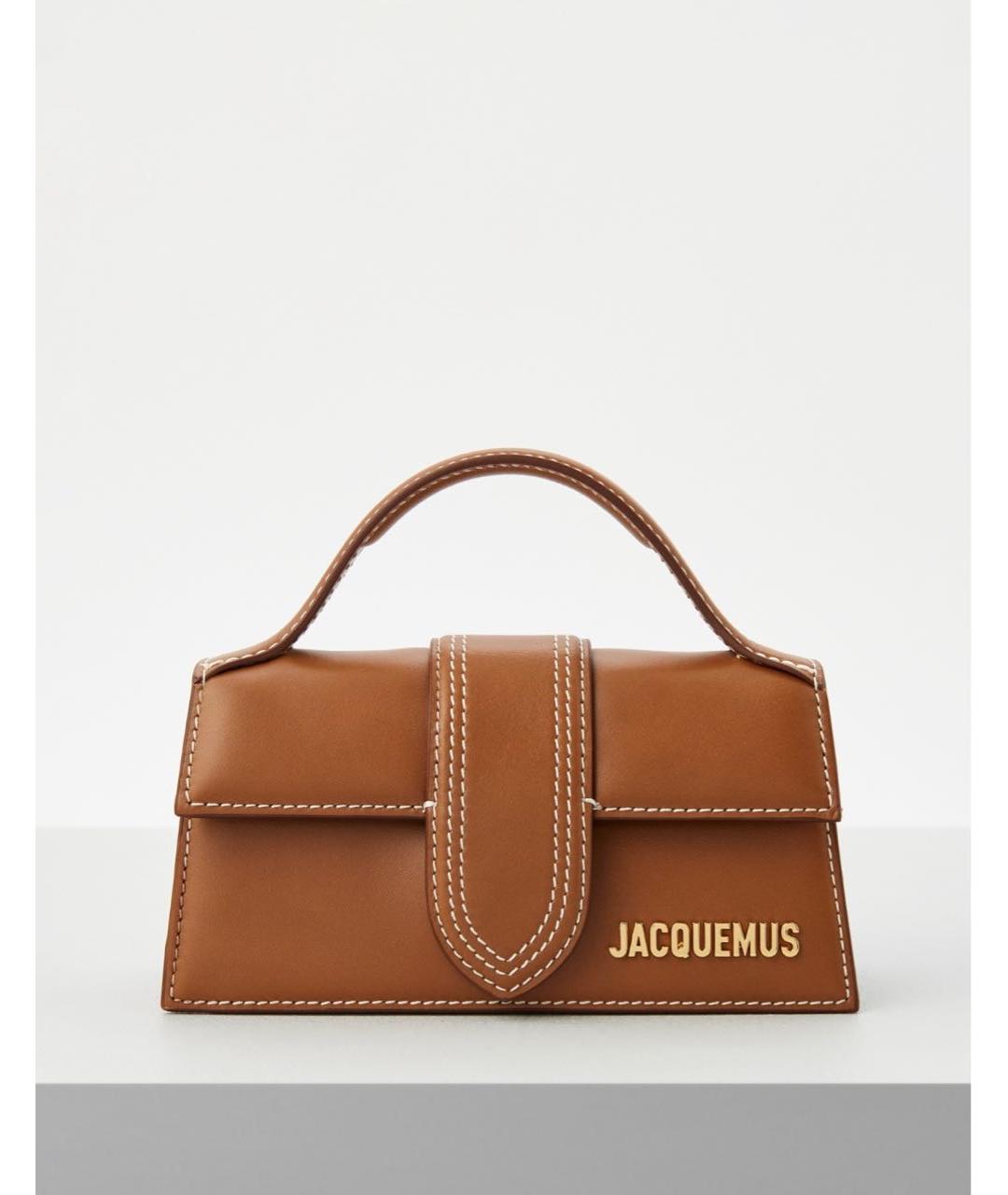 JACQUEMUS Коричневая кожаная сумка с короткими ручками, фото 7