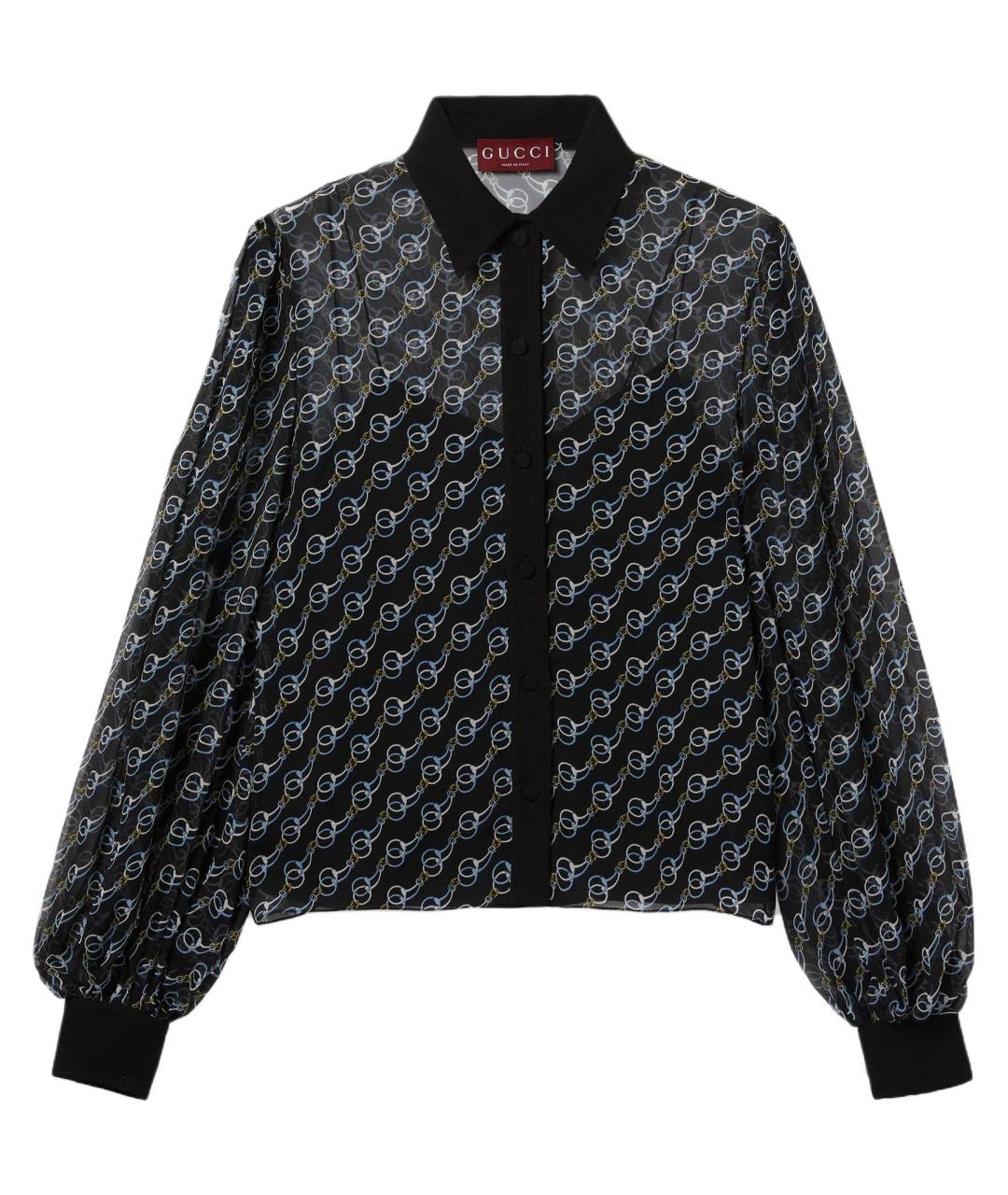 GUCCI Черная шелковая рубашка, фото 1