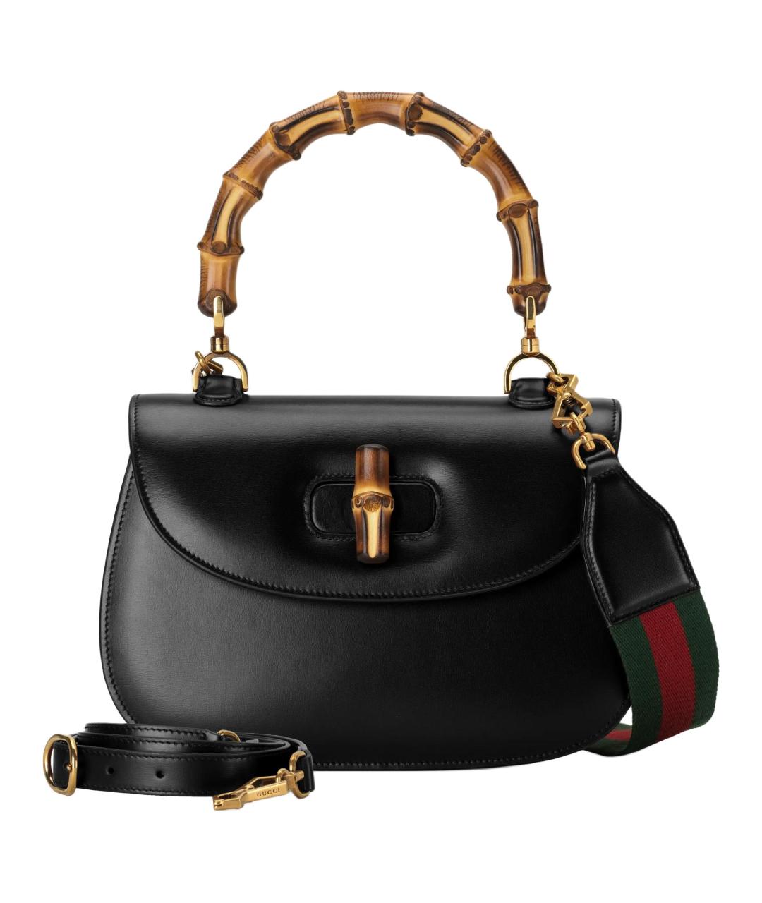 GUCCI Черная кожаная сумка с короткими ручками, фото 1