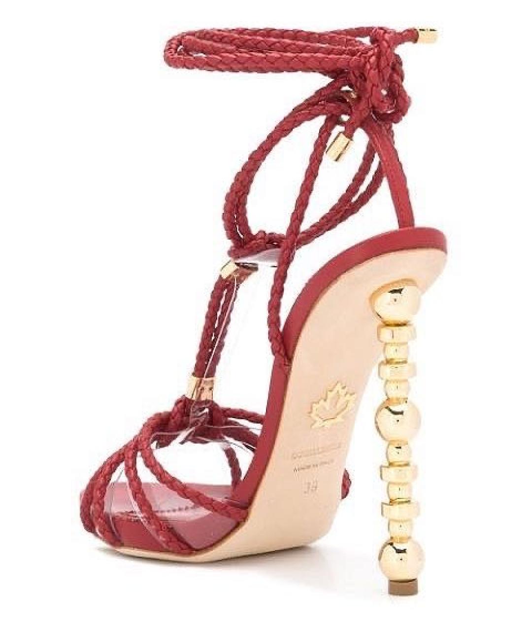 DSQUARED2 Красные кожаные босоножки, фото 2