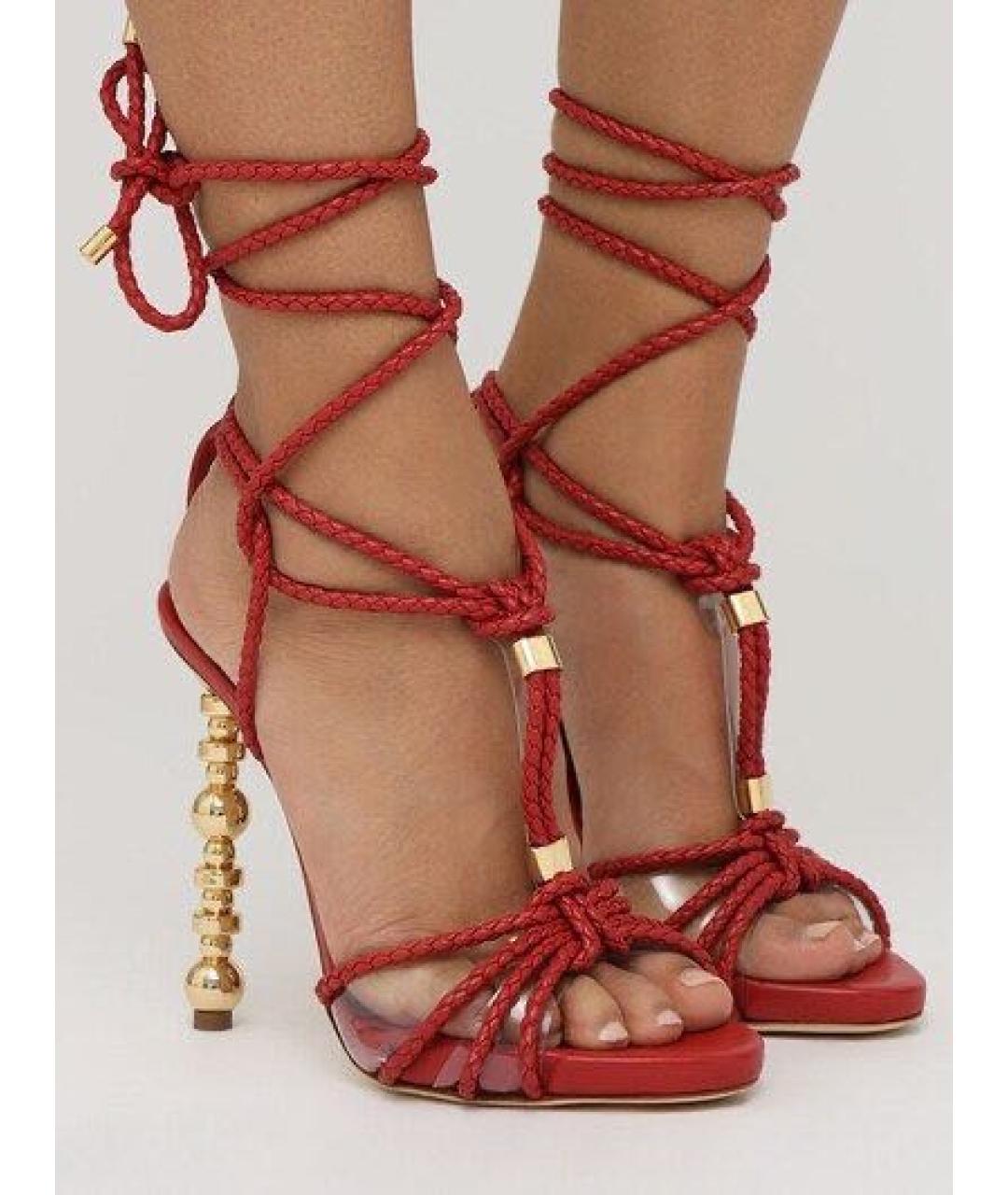 DSQUARED2 Красные кожаные босоножки, фото 3