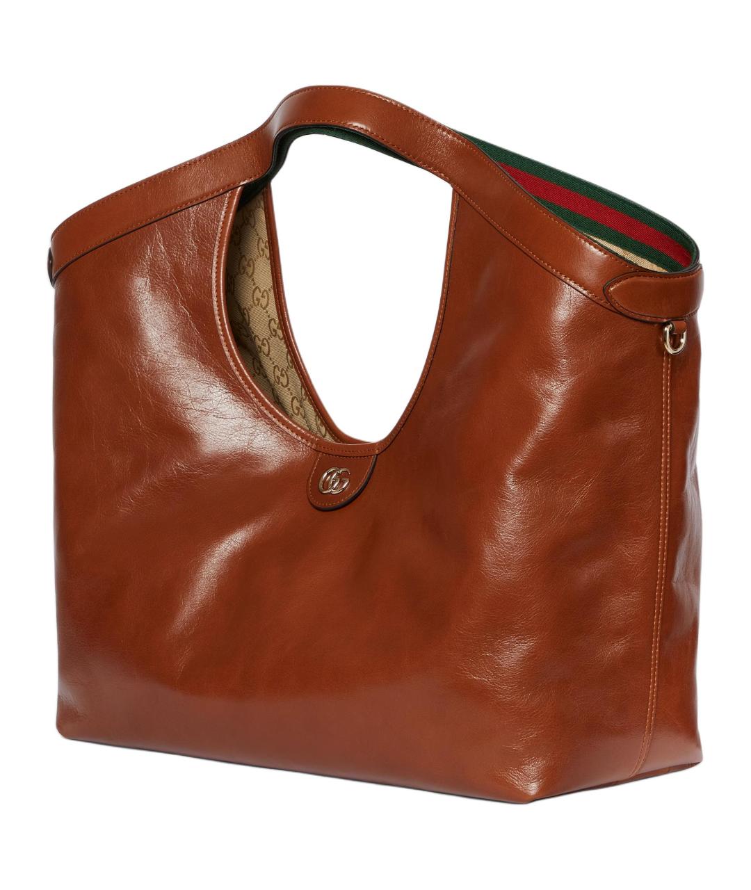 GUCCI Коричневая кожаная сумка тоут, фото 2