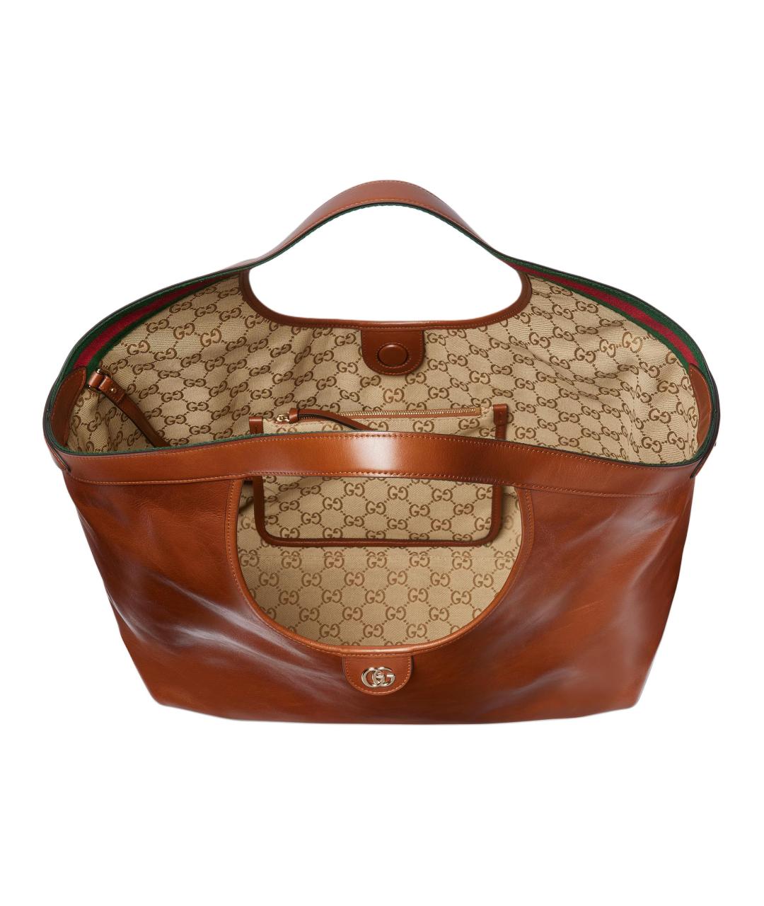 GUCCI Коричневая кожаная сумка тоут, фото 4