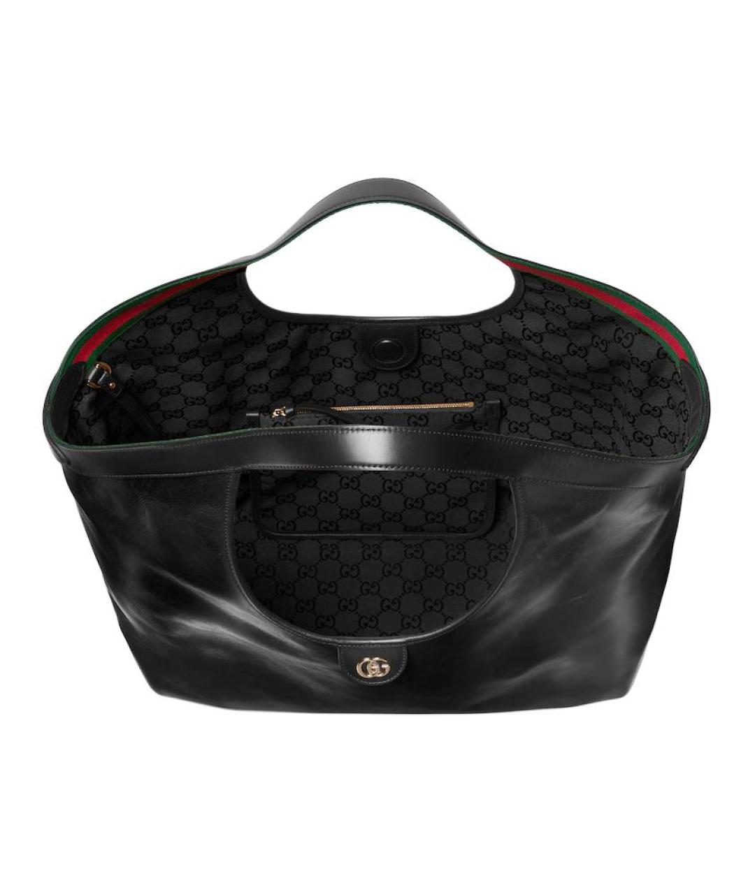 GUCCI Черная кожаная сумка тоут, фото 4